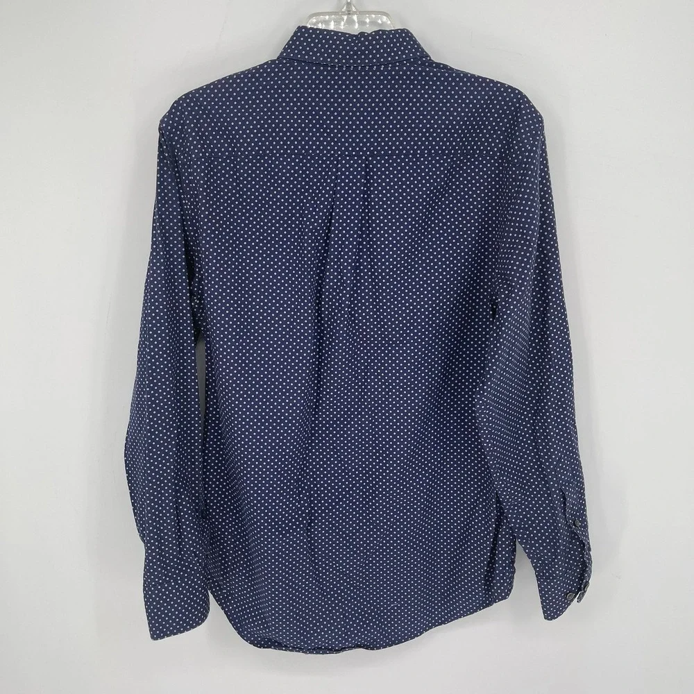 Banana Republic Men's Blue Polka Dot Slim Fit‎ Button Down Dress Shirt Size M